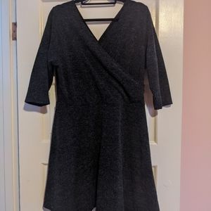 End of Summer Clearance!! 1X charcoal grey sweater dress plus size faux wrap